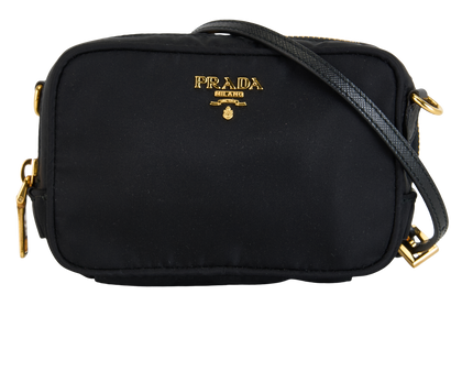 Mini Camera Bag, £395, Handbags, Black, Nylon, Front view